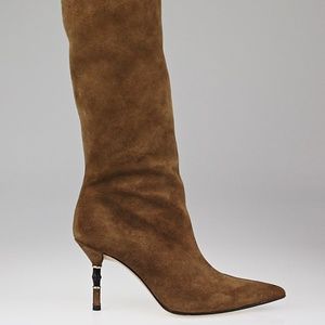 Gucci Toffee Suede, tall Boots, bamboo heels